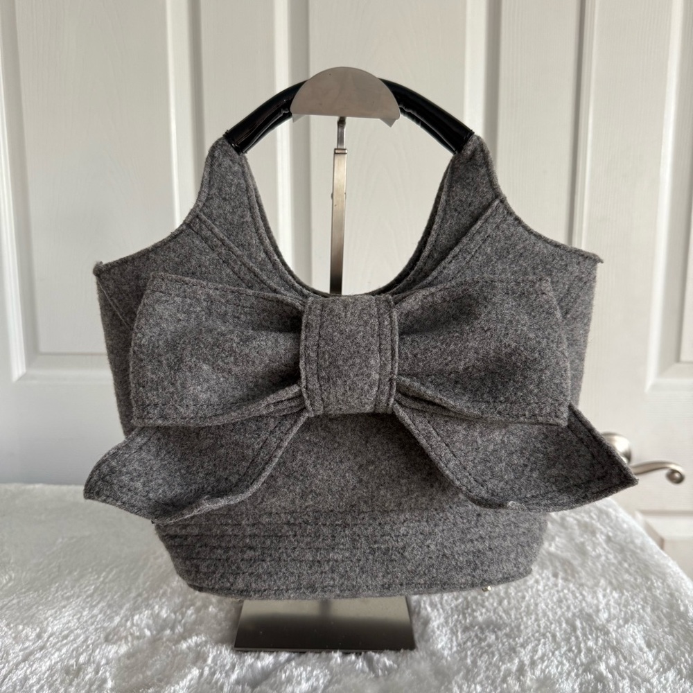 Kate Spade Gray Bow Wool Handbag